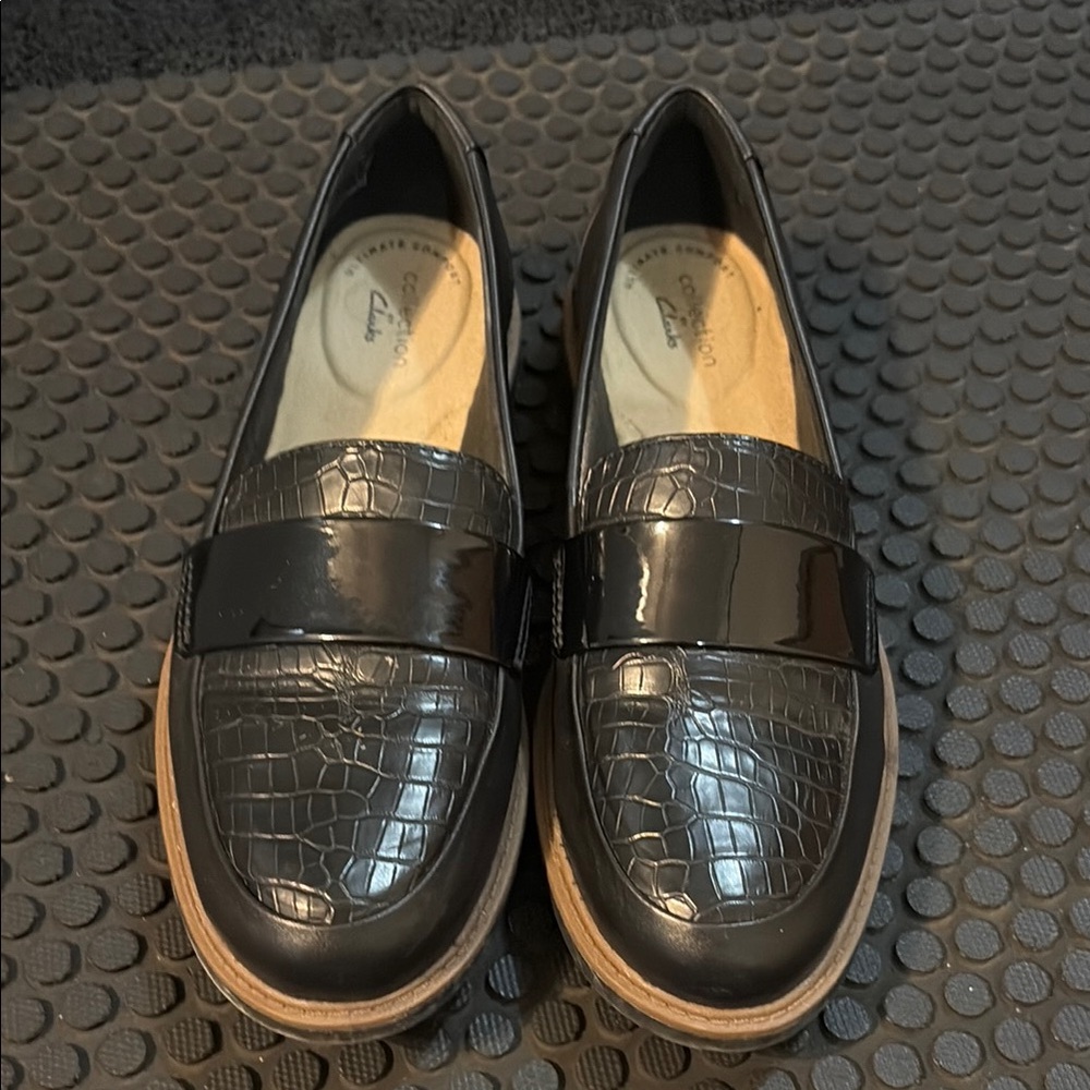 Black Croc-Embossed Loafers